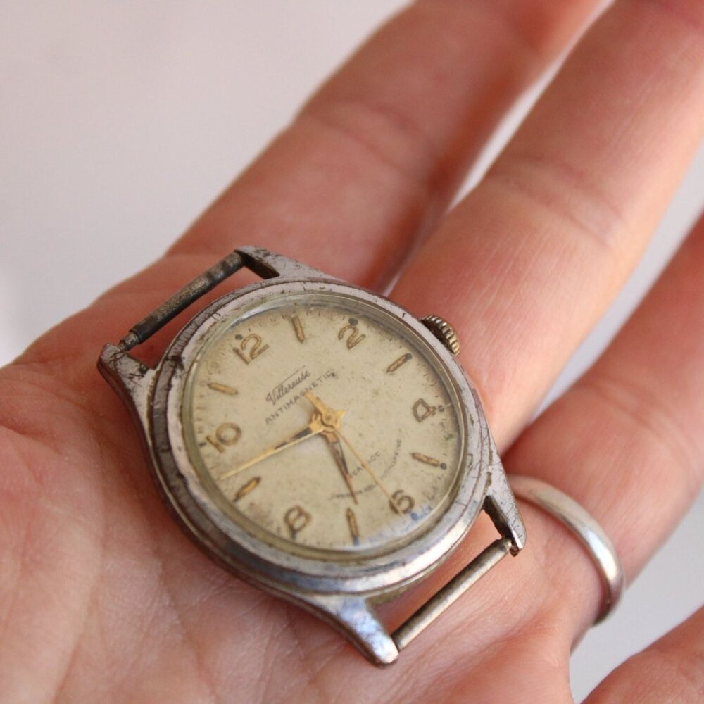 Vintage 1950s Mens Villereuse Watch, Incabloc, Antimagnetic, No Band Non Working - Picture 10 of 10